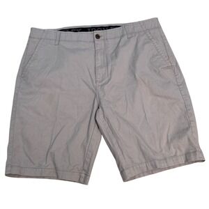 Iron Flex Mens Light Gray Flat Front Chino Shorts Size 38 Stretch Cotton Twill